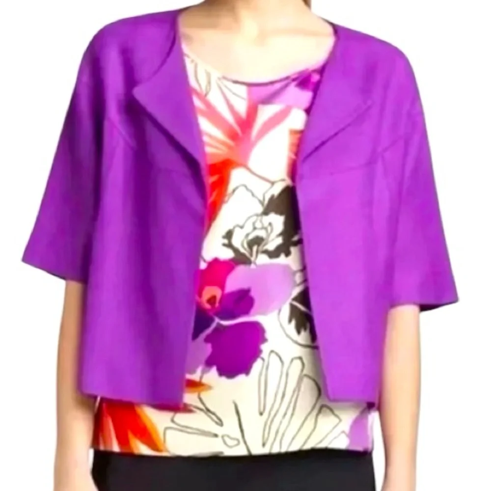 KATE SPADE Micah Short Sleeved Cropped Open Front Jacket with Pockets size 2